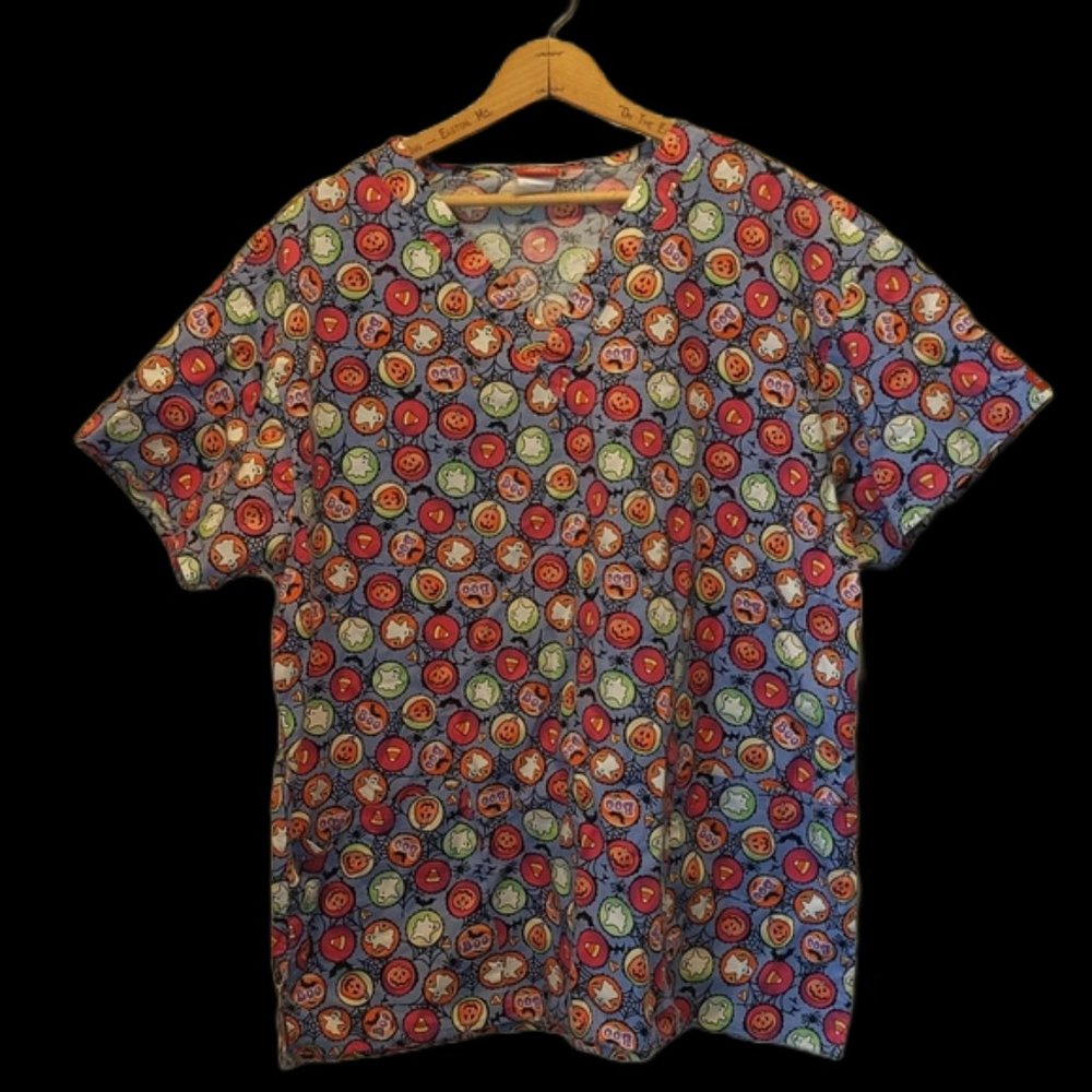 Dickies 100% Cotton Cute Halloween Print Short Sleeve Scrub Top - Picture 10 of 10
